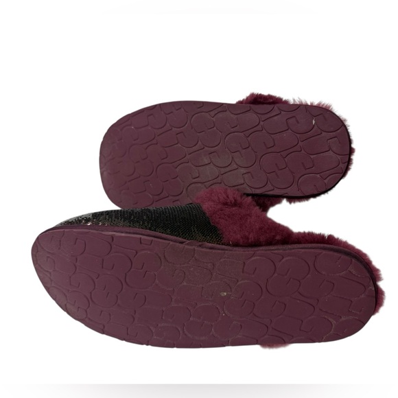 UGG Sparkle Slipper Burgundy Sequin Shearling Women’s Sz10 Like NWOT - Picture 8 of 10